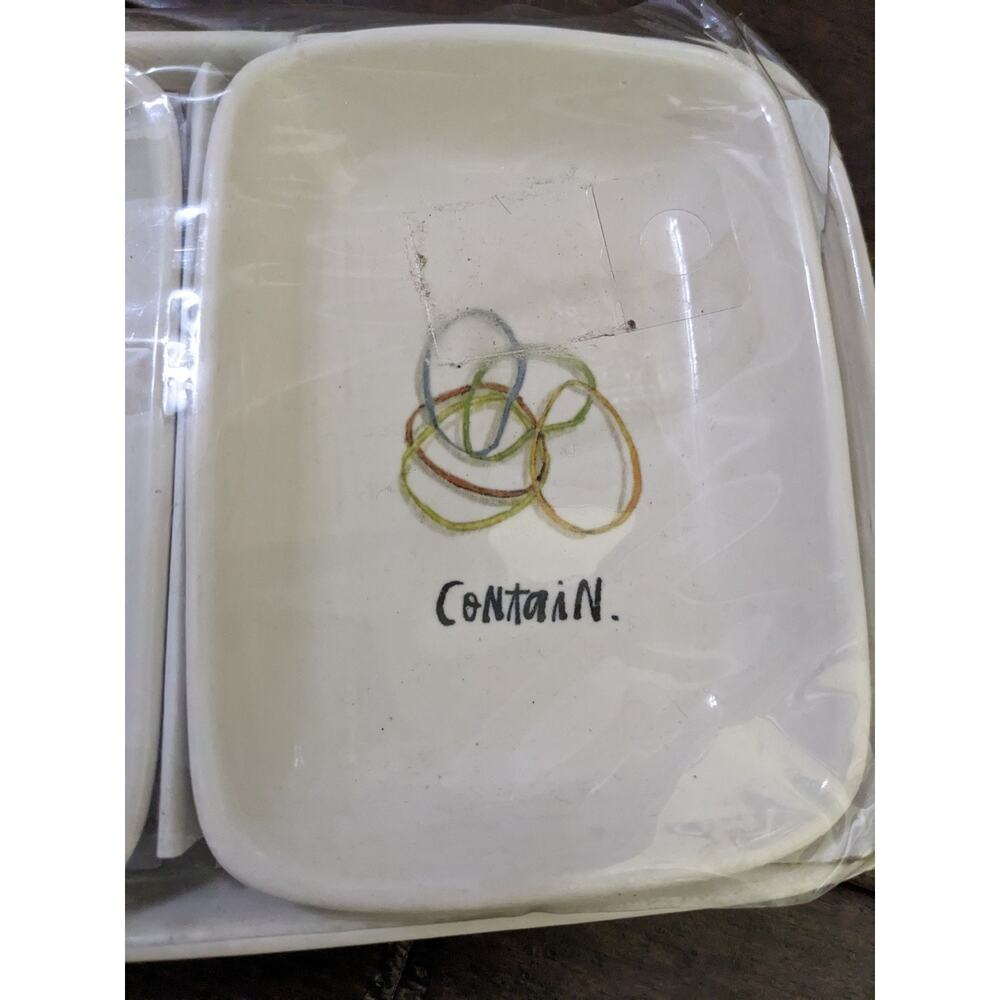 Rae Dunn Office Organizer KEEP HOLD CONTAIN 4 four piece set New - Picture 4 of 7